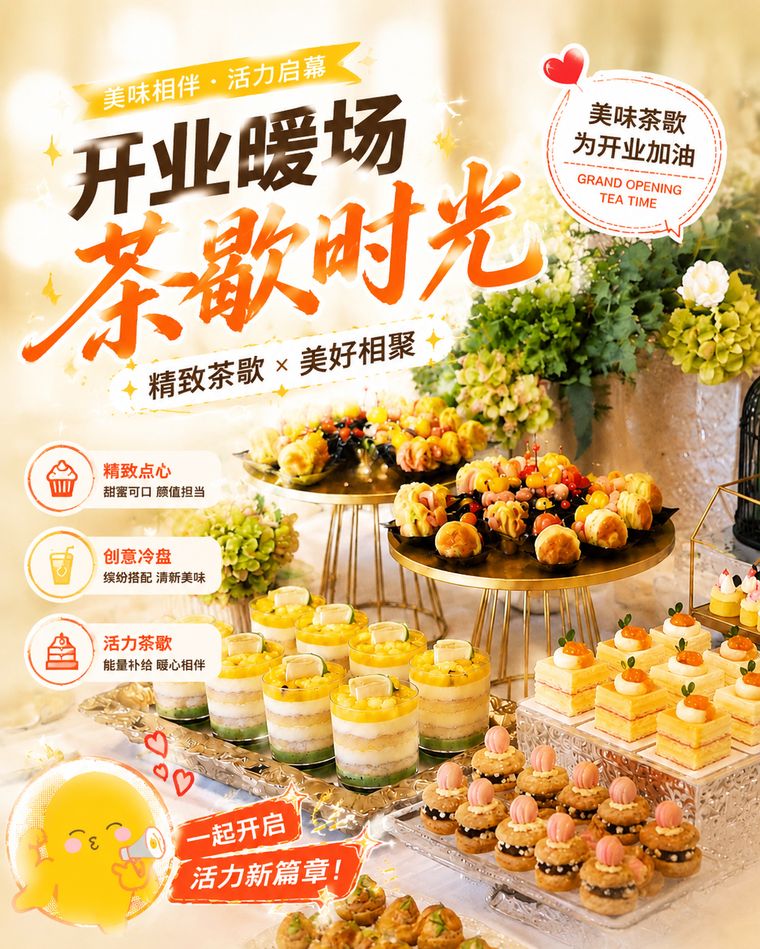 开业暖场茶歇时光海报